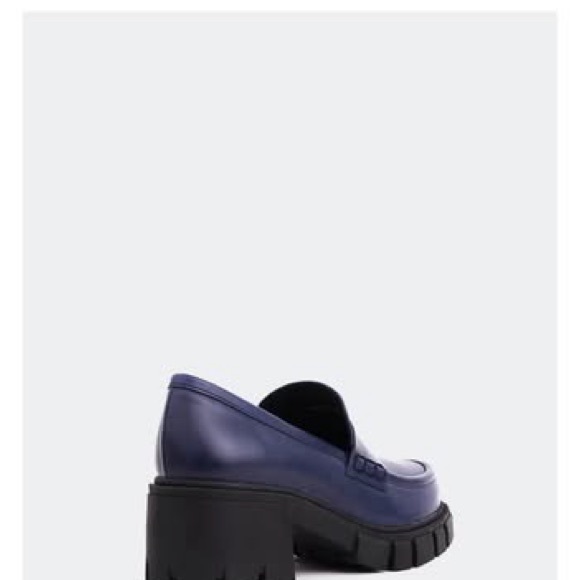 Navy Blue Chunky Loafers with Thick Sole and Slip-On Design - Picture 3 of 10